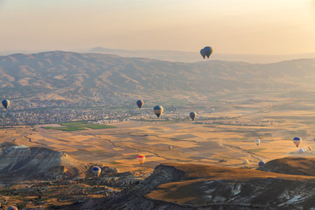 The balloon flight, the great tourist attraction of Cappadocia. Cappadocia is known worldwide as the best place to fly with hot air balloonsの写真素材
