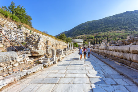Beautiful view of Ephesus, a very important archaeological site in southwestern Turkeyの写真素材