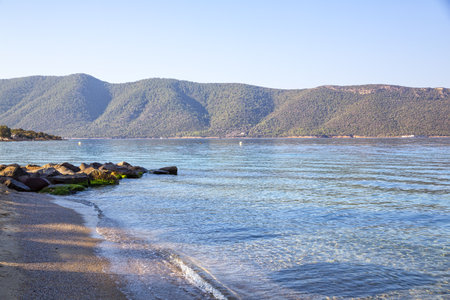 Beautiful view of Bodrum sea in Turkiye at dawnの写真素材