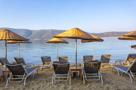 Beautiful view of Bodrum sea in Turkiye at dawnの写真素材