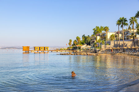 Beautiful view of Bodrum sea in Turkiye at dawnの写真素材