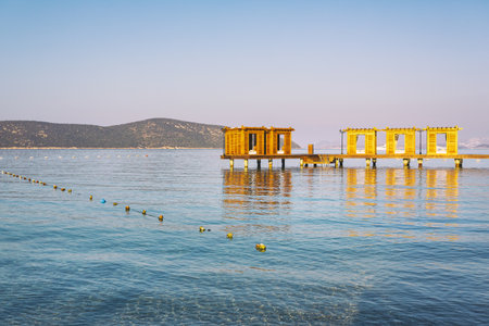 Beautiful view of Bodrum sea in Turkiye at dawnの写真素材