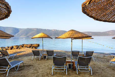 Beautiful view of Bodrum sea in Turkiye at dawnの写真素材