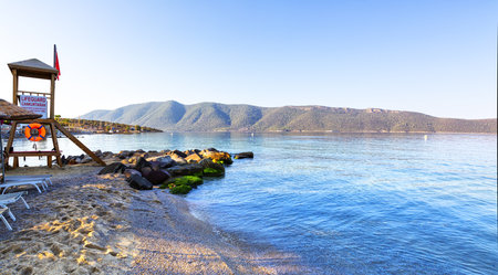 Beautiful view of Bodrum sea in Turkiye at dawnの写真素材
