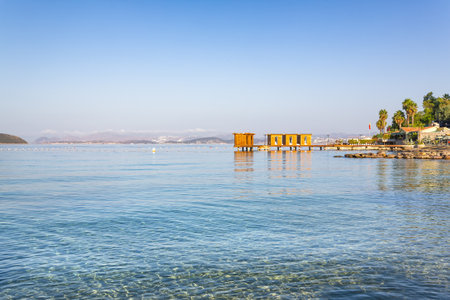 Beautiful view of Bodrum sea in Turkiye at dawnの写真素材
