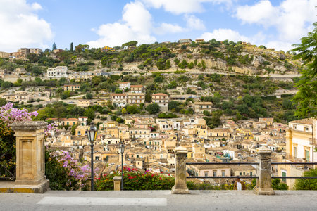 Beautiful view of the city of Modica from the Cathedral of San Giorgio, Sicily