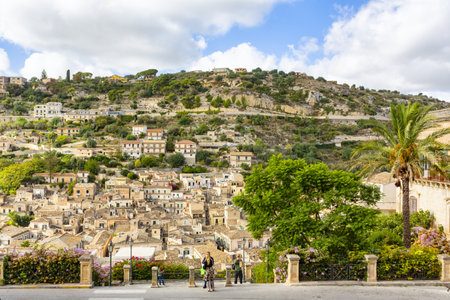 Beautiful view of the city of Modica from the Cathedral of San Giorgio, Sicily