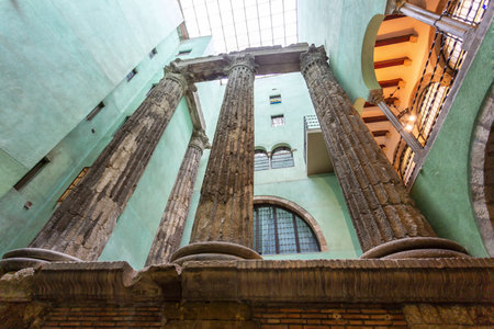 The main Roman temple in Barcelona dedicated to Caesar Augustus, built in the 1st century BCの写真素材
