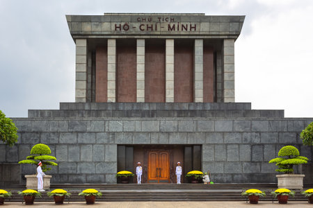 Hanoi, Vietnam 2024, August 12: The Imposing Ho Chi Minh Mausoleum in Hanoiの写真素材
