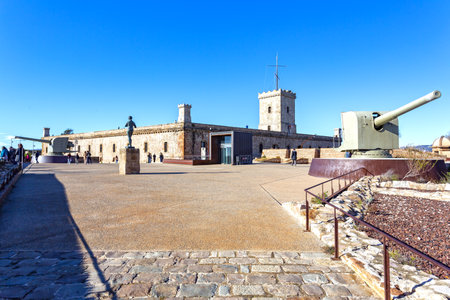 Beautiful view of Montjuic Castle in Barcelona, Spainの写真素材