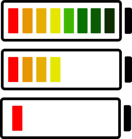 Battery states full, half charged, and emptyのイラスト素材