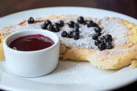 omelette with blueberriesの写真素材