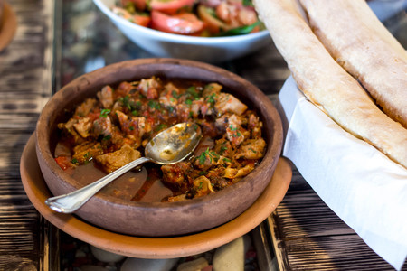 Traditional Georgian dish - ostri - hot, spicy mealの写真素材