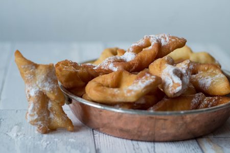 traditional polish sweets called faworki or angel wings for fat. Thursday - end of carnivalの写真素材