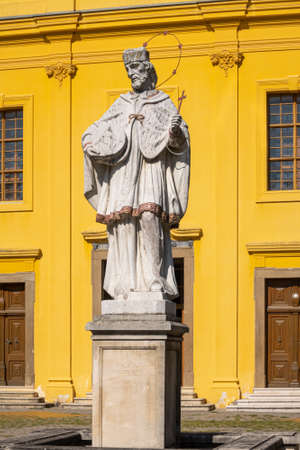Statue in front of Saint Michael Church, Osijek, Croatia