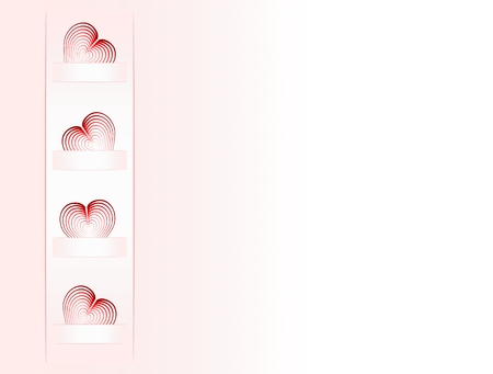 Folded hearts on paper tabpink background transition to whiteのイラスト素材