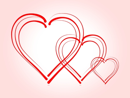 Three diminishing folded hearts on pink backgroundのイラスト素材