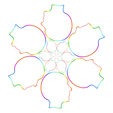 United colored head around in four rows on a white backgroundのイラスト素材