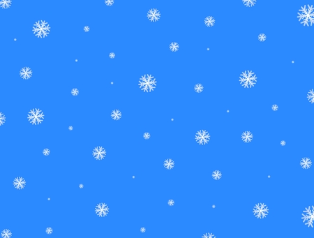 Falling white snowflakes in the sky on a blue backgroundのイラスト素材