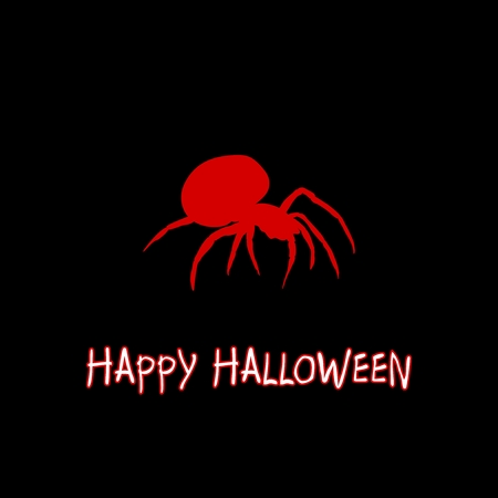 Halloween greeting with red spider at the center on a black backgroundのイラスト素材
