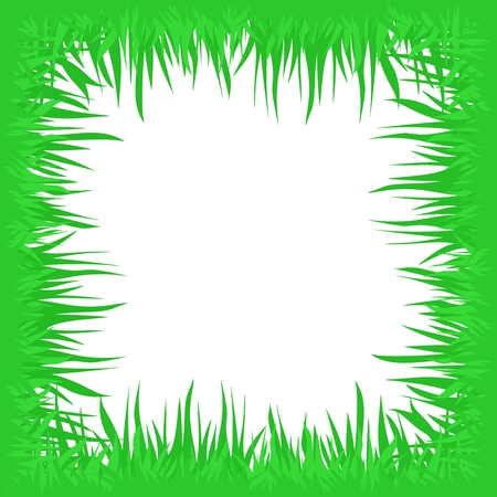 Spring background with green grass around the white backgroundのイラスト素材