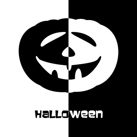 Halloween greeting with black and white pumpkins for Halloween inscription contrasting backgroundのイラスト素材
