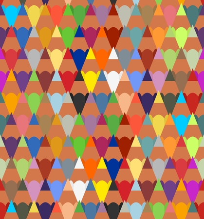 Background with a set of sharp color wooden pencils in a row side to side and alternately below.のイラスト素材