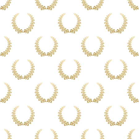 The background color of golden laurel wreaths composed of two branches with colorful hearts and stalks for the first place for winner on a white backgroundのイラスト素材