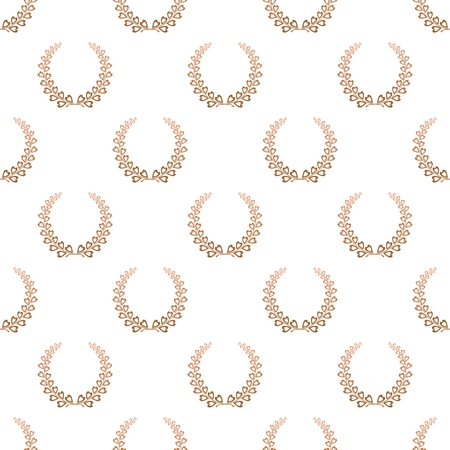 The background color of bronze laurel wreaths composed of two branches with colorful hearts and stalks for the third place for winner on a white backgroundのイラスト素材