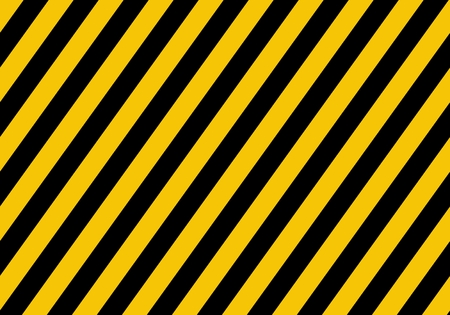 Warning yellow sign with black rectangular lines. Abstract backdrop with diagonal black and yellow strips. Danger zone backgroundのイラスト素材