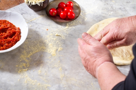 Making base for Pizzaの写真素材