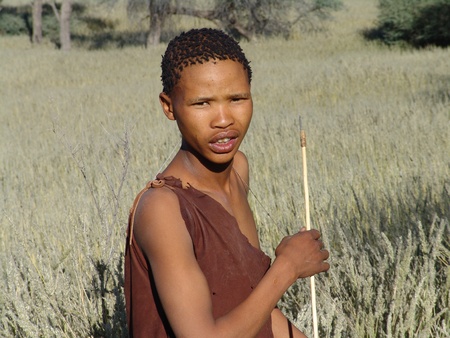 Katsan, Namibia - April 26: Unrecognised  bushmen is hunt in the Katsan place on April 26, 2008, Namibiaのeditorial素材