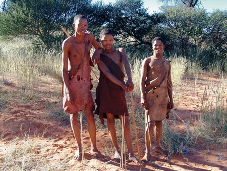 Katsan, Namibia - April 26: Unrecognised  bushmen is hunt in the Katsan place on April 26, 2008, Namibiaのeditorial素材