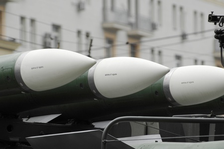 MOSCOW - MAY 6 : Showing of battle weapon during 65th anniversary of Victory in Great Patriotic War Military Parade at Red Square on May 6, 2010 in Moscowのeditorial素材