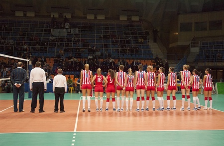 MOSCOW, RUSSIA - DECEMBER 14 : Unidentified players in action a European League womanのeditorial素材