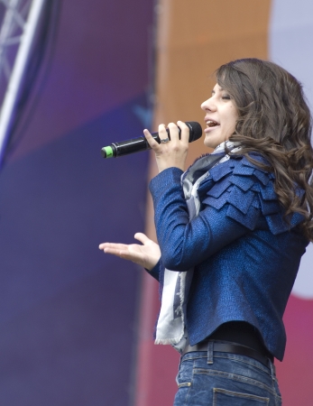 MOSCOW - SEPTEMBER 1  Singer Lady N on concert of Moscow city day in Luzhniki scene on September 1, 2012 in Moscow, Russiaのeditorial素材