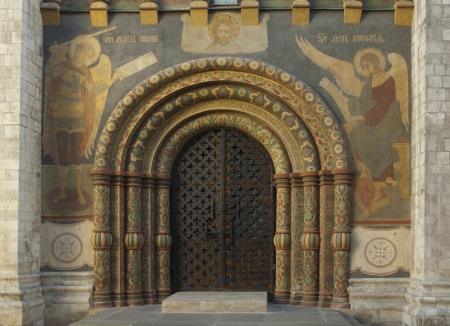 Door of a church with ornament on itのeditorial素材