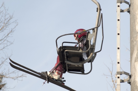 MOSCOW, RUSSIA - FEBRUARY 11  Unidentified sportsmen is moving up to start point at the...