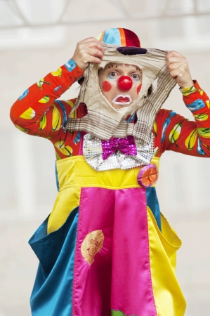 PODOLSK - OCTOBER 6  Clown Bantik, A Epatova, on event of Day of Podolsk on October 6, Podolsk,...