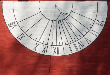 Sundial watch on a wall of Novodevichiy manastery in Moscow, russia