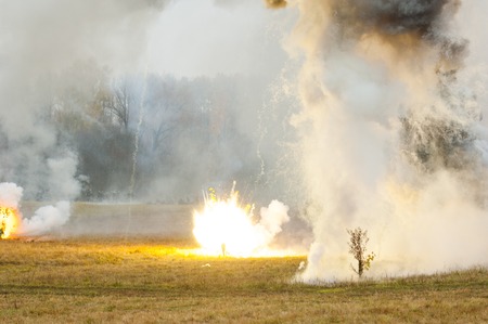 RUSSIA, BORODINO - OCTOBER 12: Father Daniel, Dean of St. Nicholas Cathedral on reenactment of the battle in WWII near the Borodino village in 1941, in Moscow region, Borodino, on 12 October, 2014, Russiaのeditorial素材