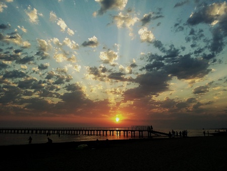 Sunset on Black Sea shore. Anapa, Russiaの素材