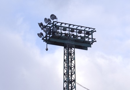 Projector tower on city event of open Winter game season on November 11, 2016, in Moscow, Russiaのeditorial素材
