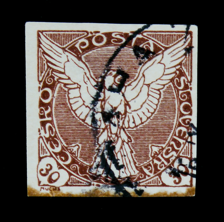 MOSCOW, RUSSIA - JUNE 20, 2017: A stamp printed in Czechoslovakia shows shows Windhover, circa 1918のeditorial素材