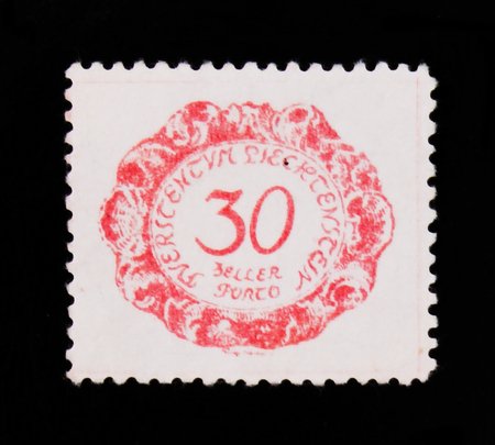 MOSCOW, RUSSIA - JUNE 20, 2017: A stamp printed in Liechtenstein shows plate, circa 1959