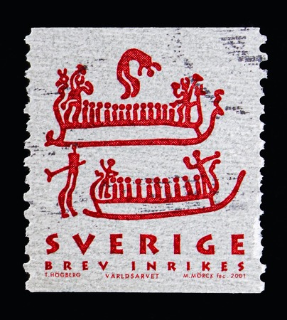 MOSCOW, RUSSIA - MAY 10, 2018: A stamp printed in Sweden shows Cultural heritage, serie, circa 2001のeditorial素材