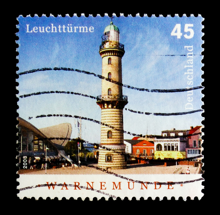 MOSCOW, RUSSIA - OCTOBER 21, 2017: A stamp printed in German Federal Republic shows Warnemunde...