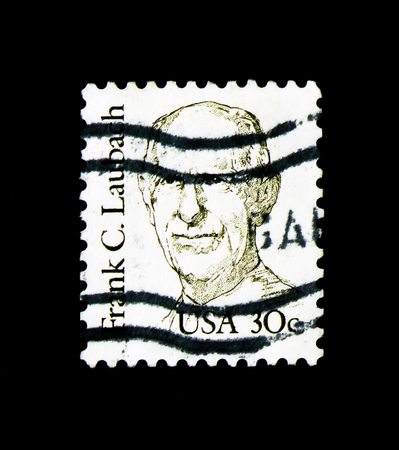 MOSCOW, RUSSIA - NOVEMBER 24, 2017: A stamp printed in USA shows Doctor Frank, Laubach, Great Americans serie, circa 1984のeditorial素材