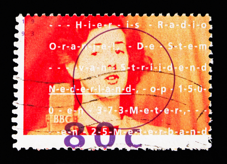 MOSCOW, RUSSIA - MAY 13, 2018: A stamp printed in Netherlands shows Jettie Bantzinger-Pearl, singer,...