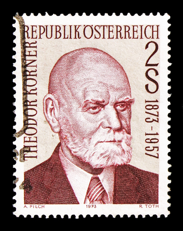 MOSCOW, RUSSIA - AUGUST 18, 2018: A stamp printed in Austria shows , serie, circa 19のeditorial素材
